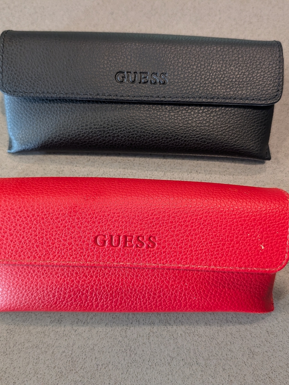 GUESS Pebbled Leather Eyewear Cases - Black and Red